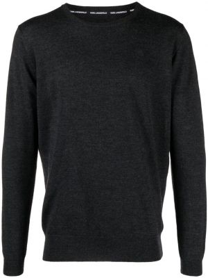 Sweter wełniany Karl Lagerfeld szary