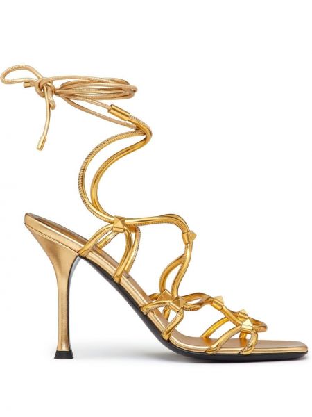 Sandały sznurowane koronkowe Valentino Garavani złote