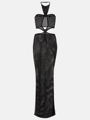 Bavlněné dlouhé šaty Aya Muse černé