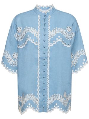 Camisa de algodón Zimmermann azul