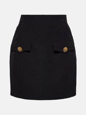Μάλλινη φούστα mini Balmain μαύρο