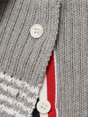 Dryžuotas medvilninis kardiganas su kišenėmis Thom Browne pilka