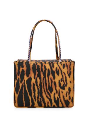 Bolso clutch de raso con estampado con rayas de tigre Amina Muaddi