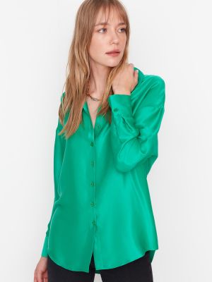 Oversized szatén ing Trendyol zöld