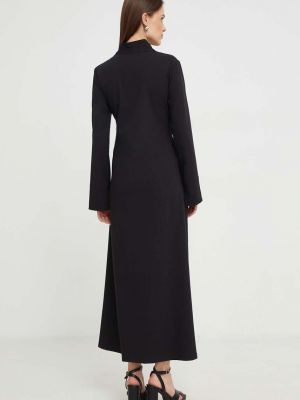 Vlněné dlouhé šaty Answear Lab černé