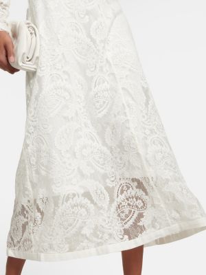 Čipkované midi šaty s paisley vzorom Zimmermann biela