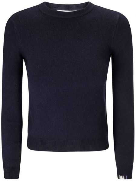 Rund hals kashmir striktrøje Extreme Cashmere blå