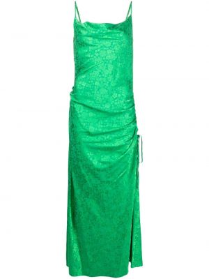 Viskózové dlouhé šaty bez rukávů na zip P.a.r.o.s.h. - zelená