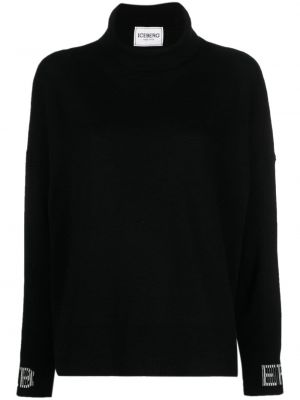 Vlnený sveter s potlačou Iceberg čierna