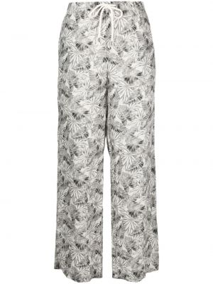 Lniane spodnie w kwiatki z nadrukiem James Perse szare