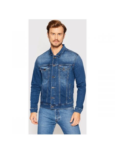 Pikowana kurtka jeansowa Tommy Jeans niebieska