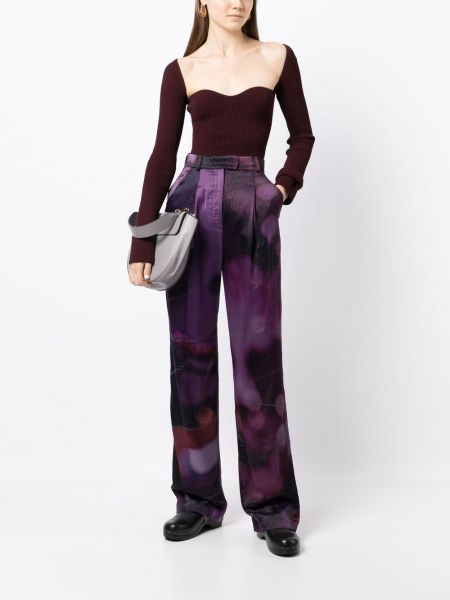 Kalhoty s potiskem s abstraktním vzorem Agnona fialové
