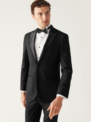 Mens M&S Collection Slim Fit Stretch Tuxedo Jacket - ,  M&s Collection - Сzarny