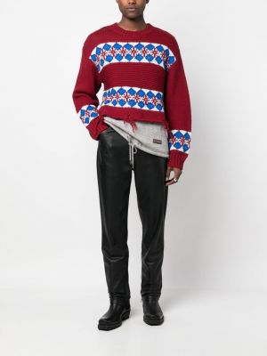 Apgrūtināti vilnas džemperis Dsquared2 sarkans