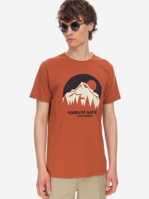 Bavlněné tričko s potiskem Fjällräven oranžové