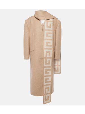 Μεταξωτό μάλλινο παλτό Givenchy μπεζ