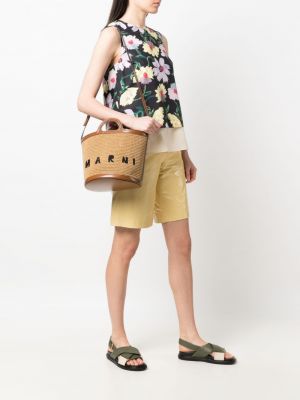 Shopper handtasche mit stickerei Marni braun