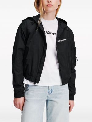 Džínová bunda s kapucí Karl Lagerfeld Jeans černá