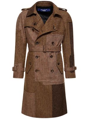 Manteau en laine à motif chevrons Junya Watanabe marron