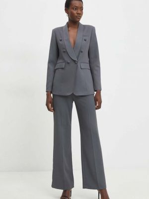 Jednobarevné kalhoty s vysokým pasem Answear Lab šedé