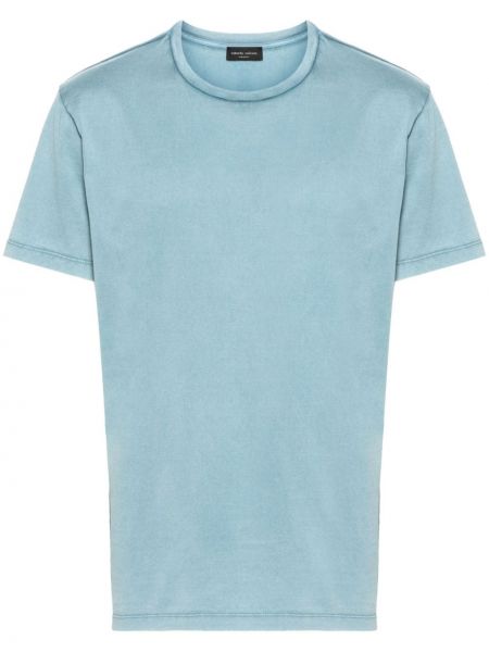 T-shirt en coton avec manches courtes Roberto Collina bleu