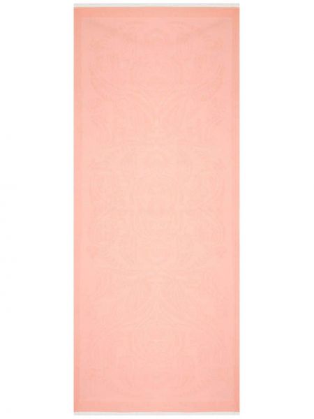 Fular din bumbac cu model paisley din jacard Etro roz
