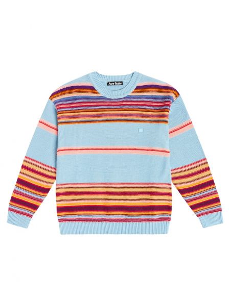 Stribet bomuld lang sweater for piger Acne Studios Kids blå