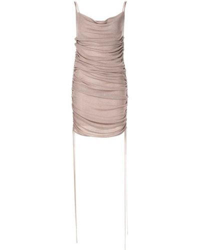 Průsvitné koktejlové šaty z nylonu Dion Lee - hnědá