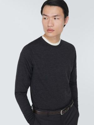 Вълнен пуловер Sunspel сиво