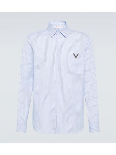 Camisa de algodón a rayas Valentino blanco