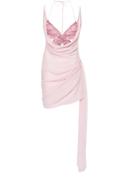 Hedvábné koktejlové šaty Blumarine růžové