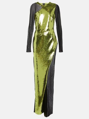 Sukienka długa z cekinami tiulowa Tom Ford zielona