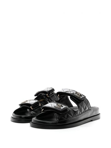 Sandales matelassées Chanel Pre-owned noir