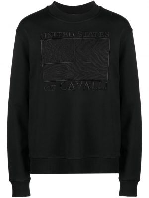 Sweatshirt mit stickerei aus baumwoll Roberto Cavalli schwarz