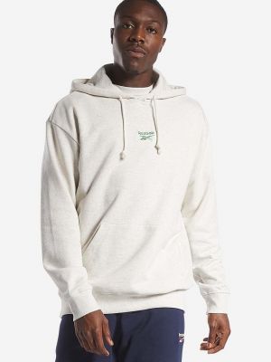 Pamučna hoodie s kapuljačom s melange uzorkom Reebok Classic bež