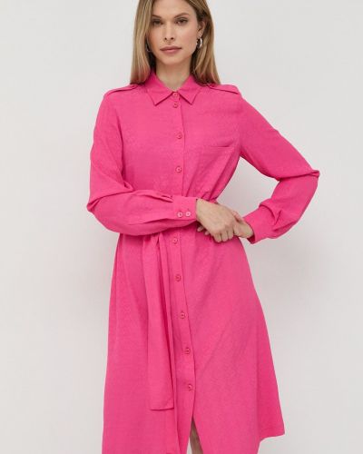 Pinko selyemkeverékes ruha rózsaszín, mini, egyenes