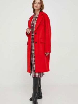 Płaszcz wełniany oversize Tommy Hilfiger czerwony