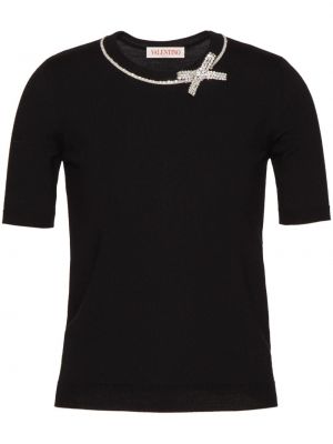 Vlněný svetr s výšivkou Valentino Garavani černý