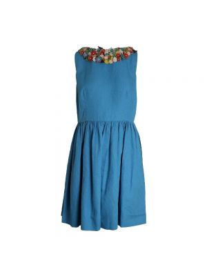 Sukienka bawełniana Valentino Vintage niebieska