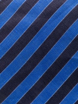 Lniany krawat w paski z nadrukiem Churchs niebieski