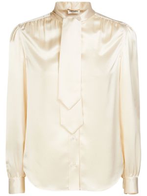 Camisa de raso de seda Saint Laurent blanco