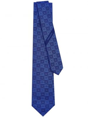 Žakardinis šilkinis kaklaraištis Ferragamo mėlyna