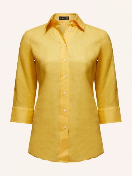 Блузка современного кроя, длинные рукава, рубашечный воротник Van Laack желтый