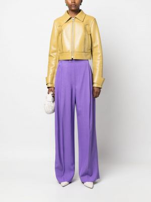 Plisované kalhoty Victoria Beckham fialové