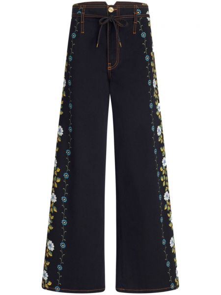 Voľné kvetinové džínsy s potlačou Etro modrá
