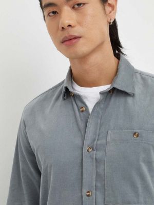 Péřové bavlněné tričko s knoflíky Bruuns Bazaar šedé