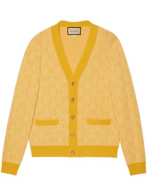 Cardigan de lână din jacard Gucci galben