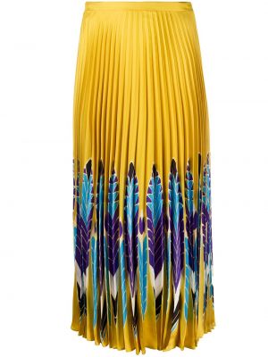 Falda midi con plumas con estampado de plumas Valentino
