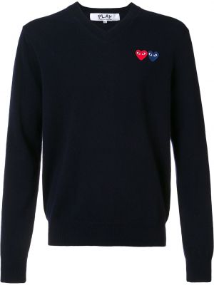 Пуловер с v-образно деколте Comme Des Garçons Play синьо