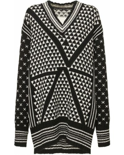 Памучен пуловер с v-образно деколте Mm6 Maison Margiela бяло